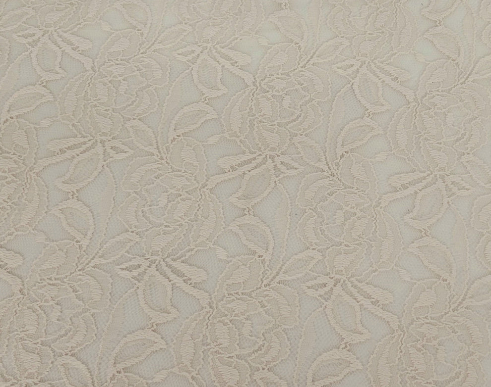 1 Yard Cream Floral Lace Sheer Embroidered Decorative Material Fabric