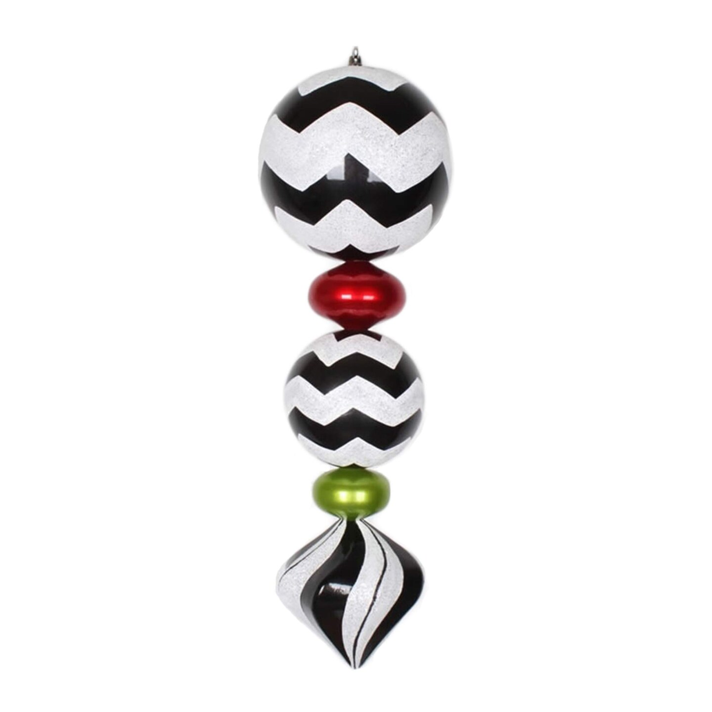 Vickerman 24&#x22; Black/White/Red/Lime Chevron Finial - M149727