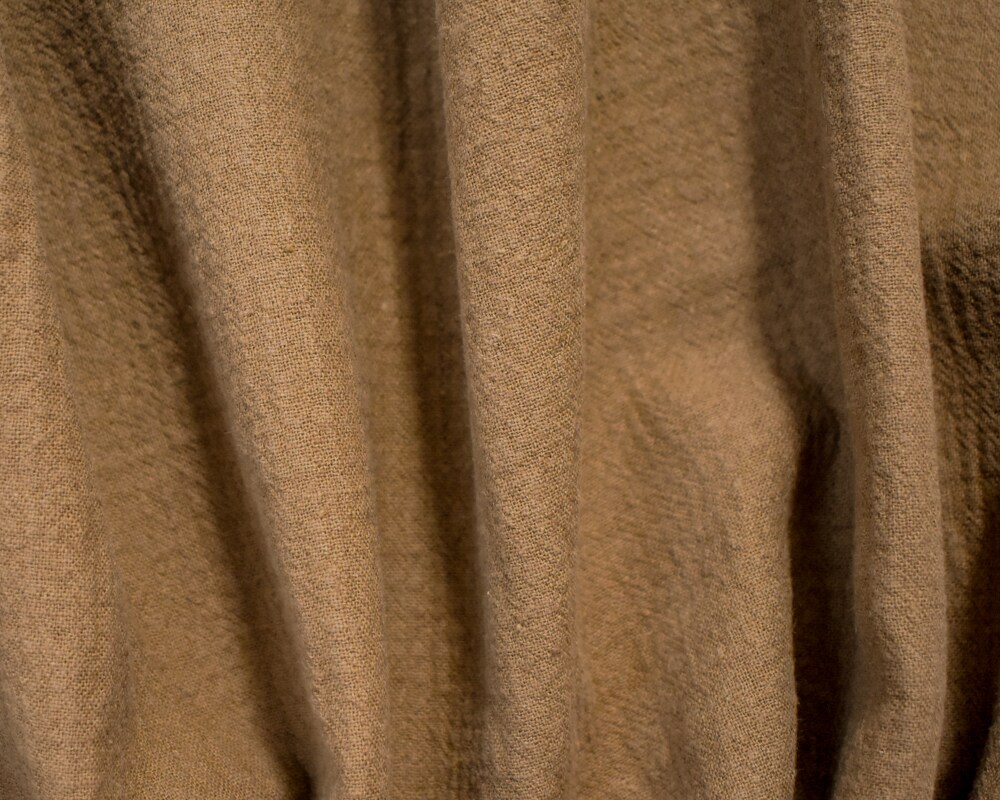 Brown Linen-Cotton Blend Crinkled Double Woven Fabric By the Yard