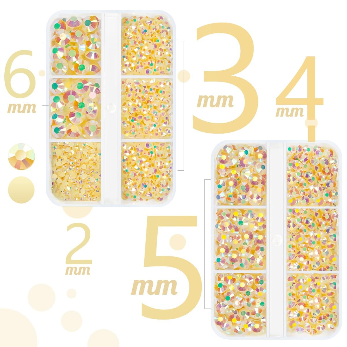 qiipii 3060PCS Champagne AB Resin Flatback Rhinestones Flatback Jelly Resin Rhinestones 2mm 3mm 4mm 5mm 6mm Non Hotfix Gems Stones Crystals Diamonds for Tumblers Mugs Bottles DIY Crafts Decoration etc