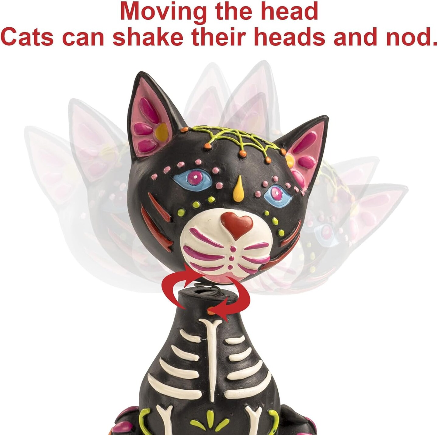 Day of The Dead Cat Figurine, 5.9&#x22; Resin Dia De Los Muertos Sugar Skull Statue Ofrenda Altar Table Top Decorations for Home