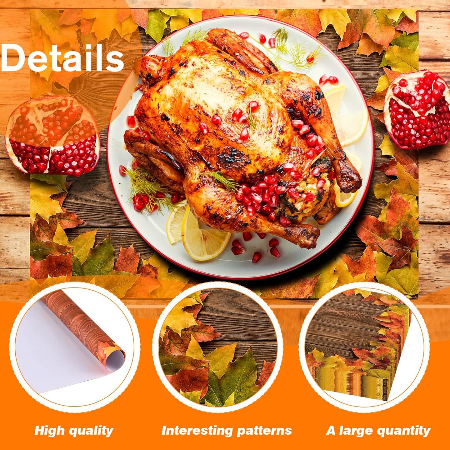 11 x 17 Inch Thanksgiving Paper Placemats(Orange)