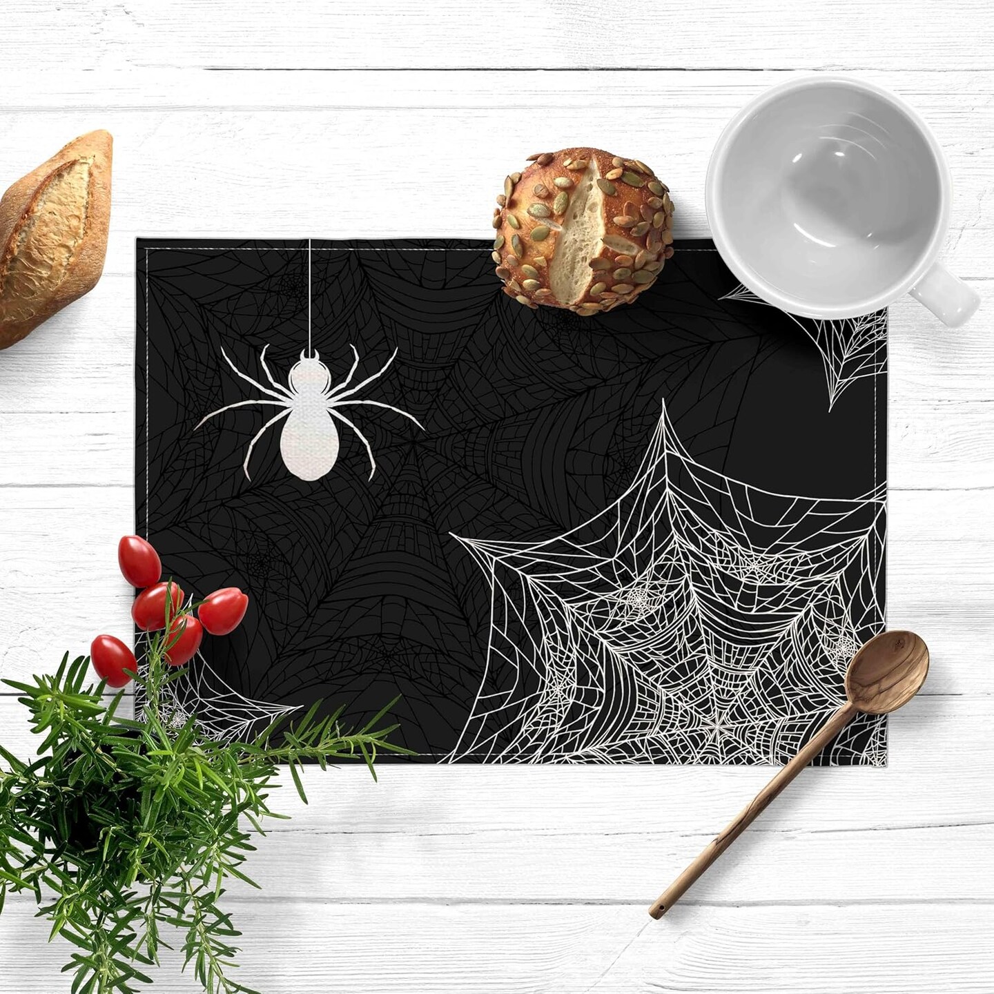 Halloween Placemats Set of 4(Halloween Spider Web)