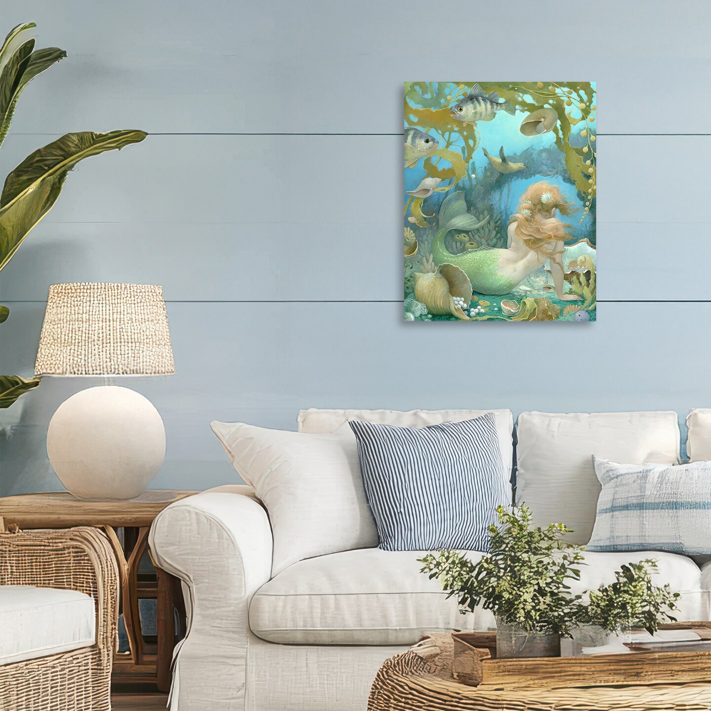 Stupell Industries Sea of Jewels Mermaid Portrait Canvas, design by Christina P. Wyatt