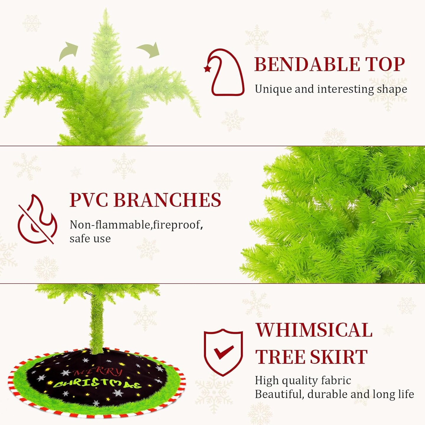 6FT Grinchs Christmas Tree with Flexible Branches (Green-01) 17.3&#x22;D x 17.3&#x22;W x 71.6&#x22;H