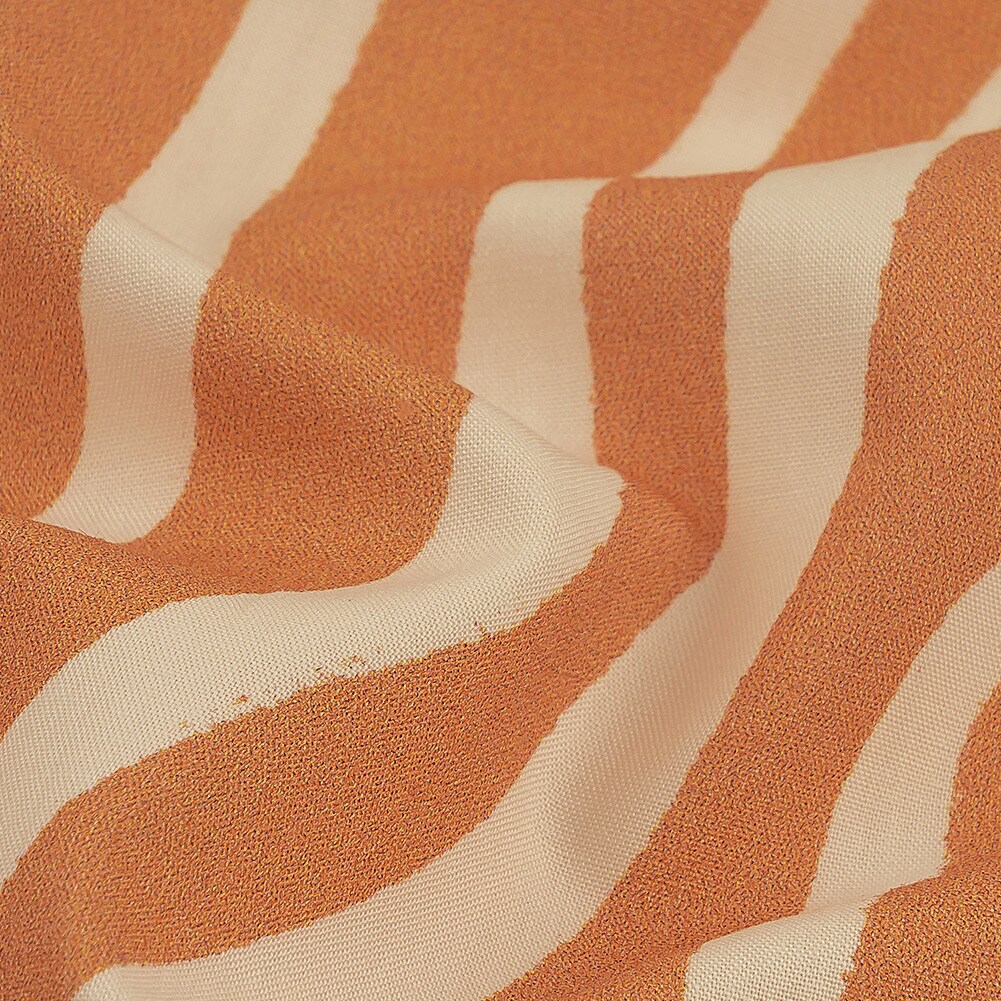 1 Yard Orange Cotton Poplin Fabric with Zebra Stripe Animal Print