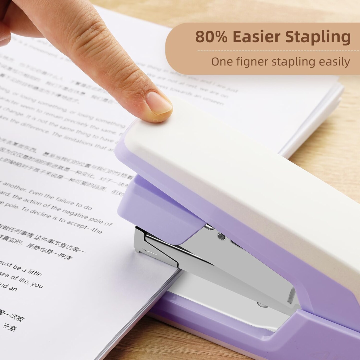 Heavy Duty Desktop Stapler, 40-50 Sheet Capacity, 1500 Staples & Staple Remover, Violet