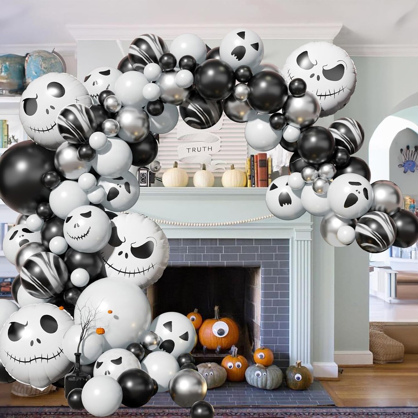 Halloween Balloon Arch Garland Kit (Black White - Skull)