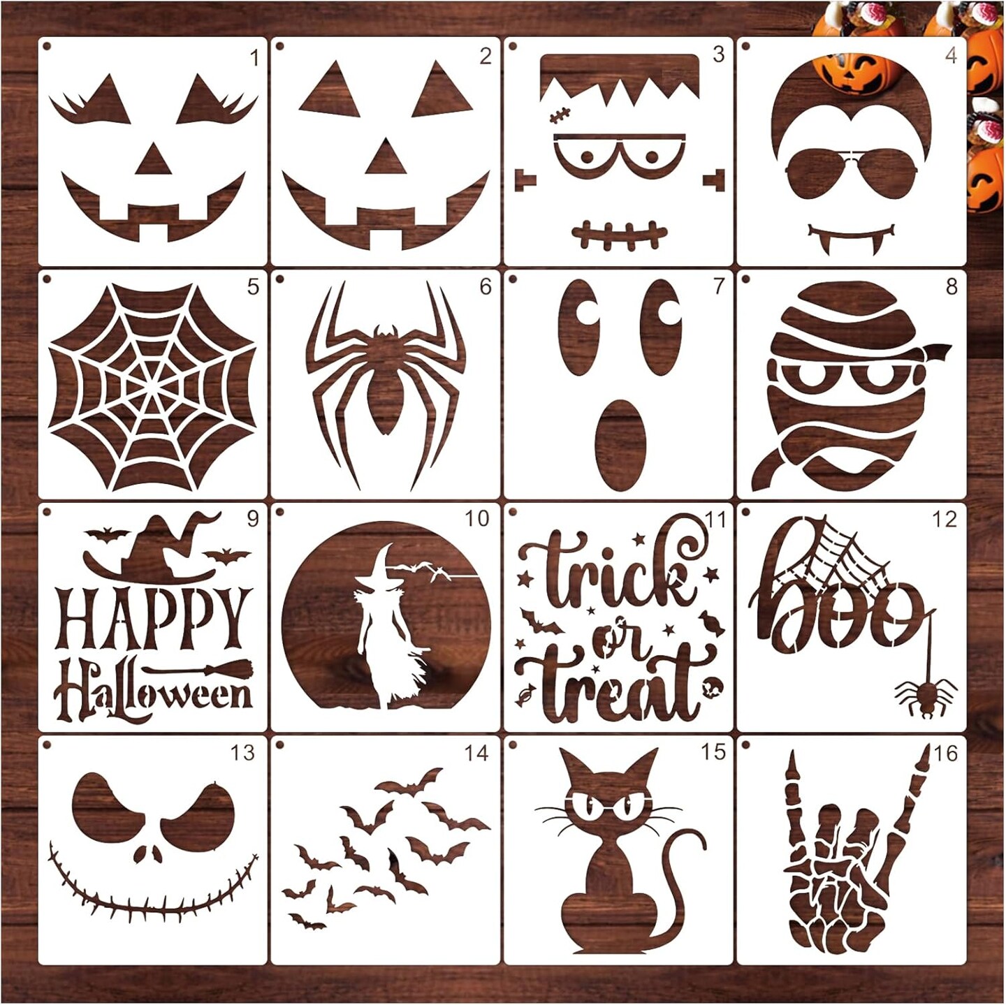 Halloween Stencils for Painting on Wood Crafts(16 Halloween Face)