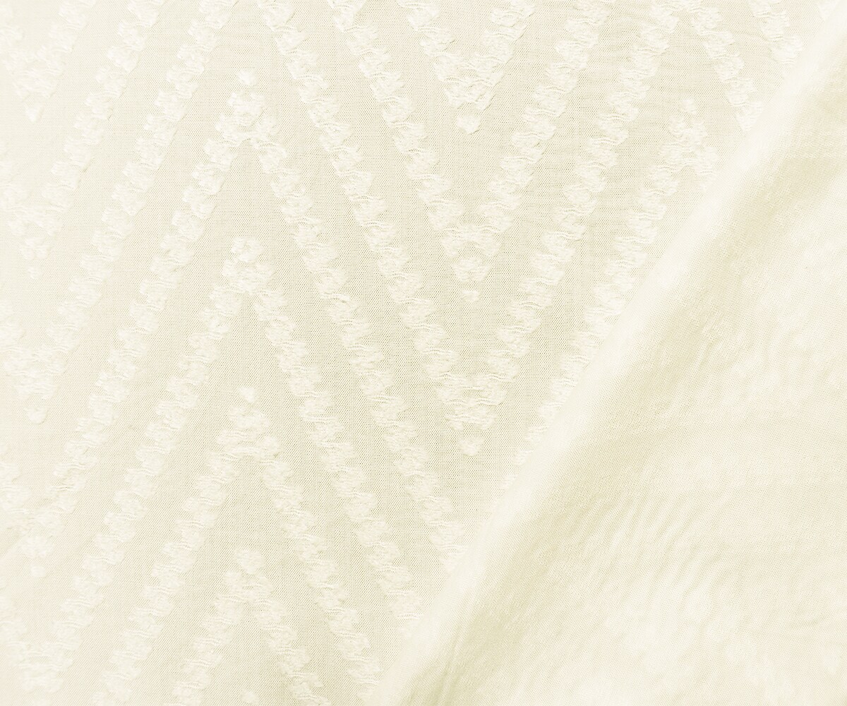 White Rayon Clip-Spot Chevron Texture Challis Woven Fabric By the Yard