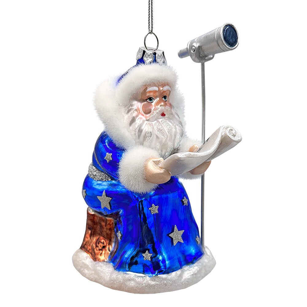 Santa the Astronomer Glass Christmas Ornament, Science and Astronomy Themed Holiday Gift