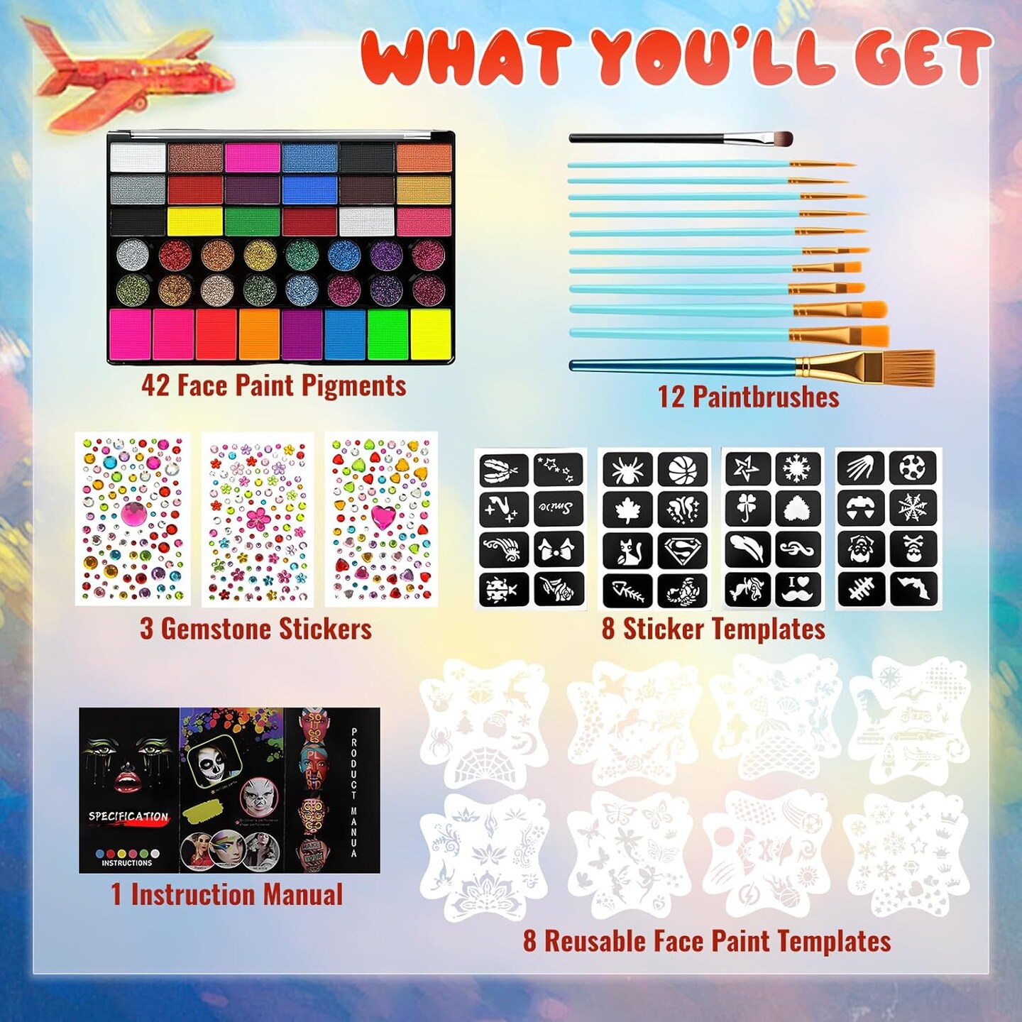 42 Color Face Paint Kit(Multicolor)