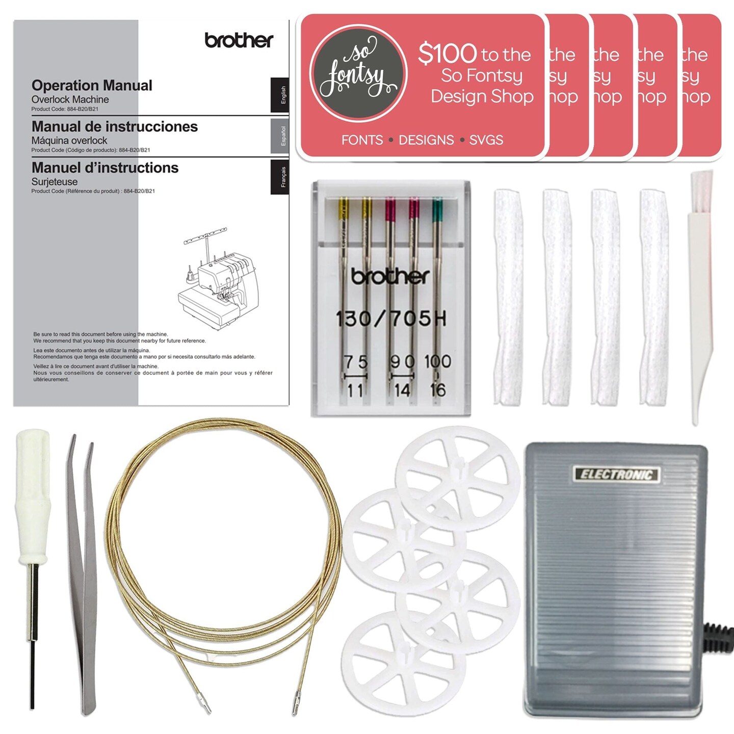 Brother Air1800 Air Serger with Jet-Air Threading &#x26; 80 Spool Thread Kit