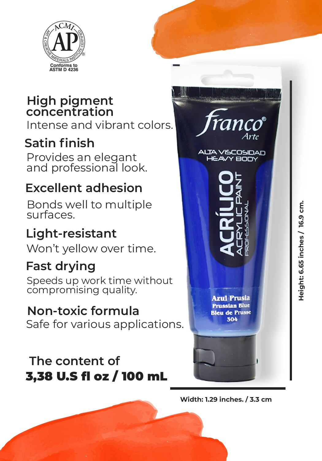 14304-100 Professional Acrylic Paint 3,38 U.S fl oz / Prussian Blue Hue / Heavy Body