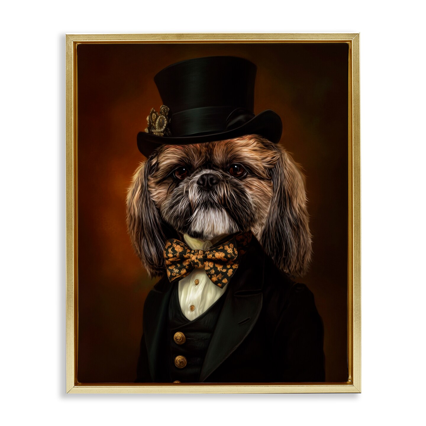 Stupell Industries Aristocratic Pup Portrait Floating Frame, design by Kelley Parker