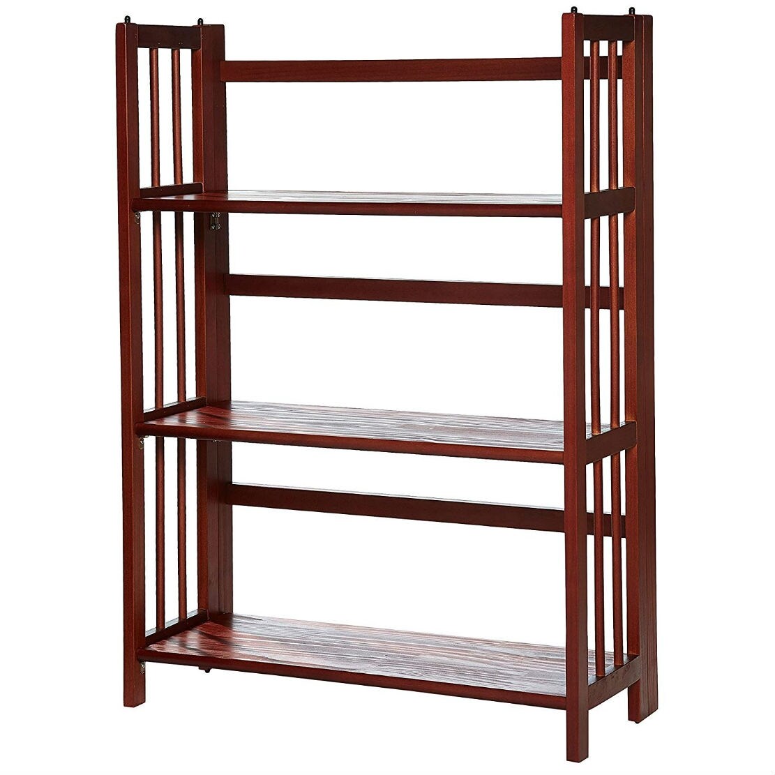 3 Shelf Solid Wood Folding Bookcase No Assembly Required for Home Office Storage and Display