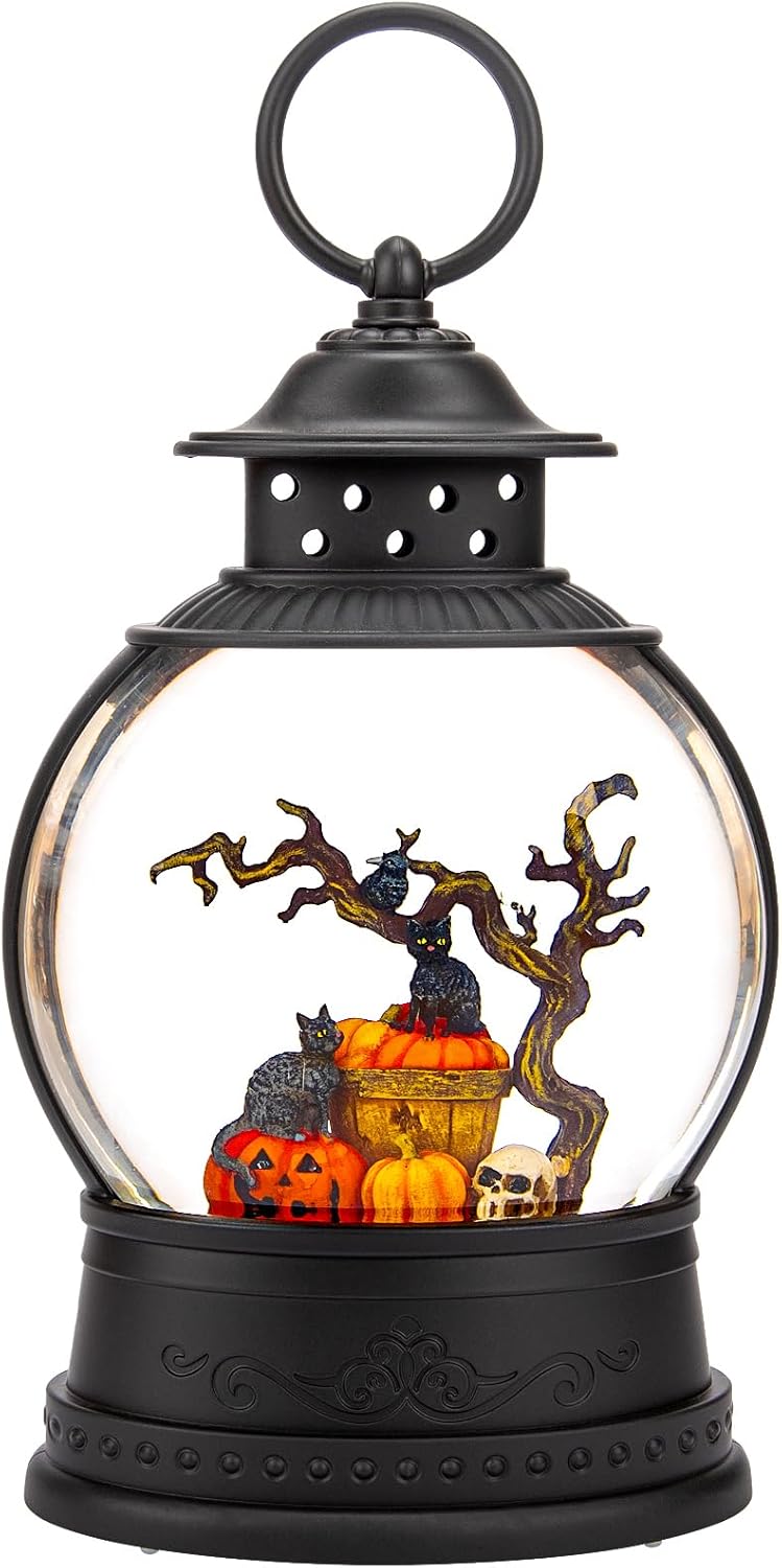 Halloween Lanterns - Black Cat Snow Globes with 6H Timer