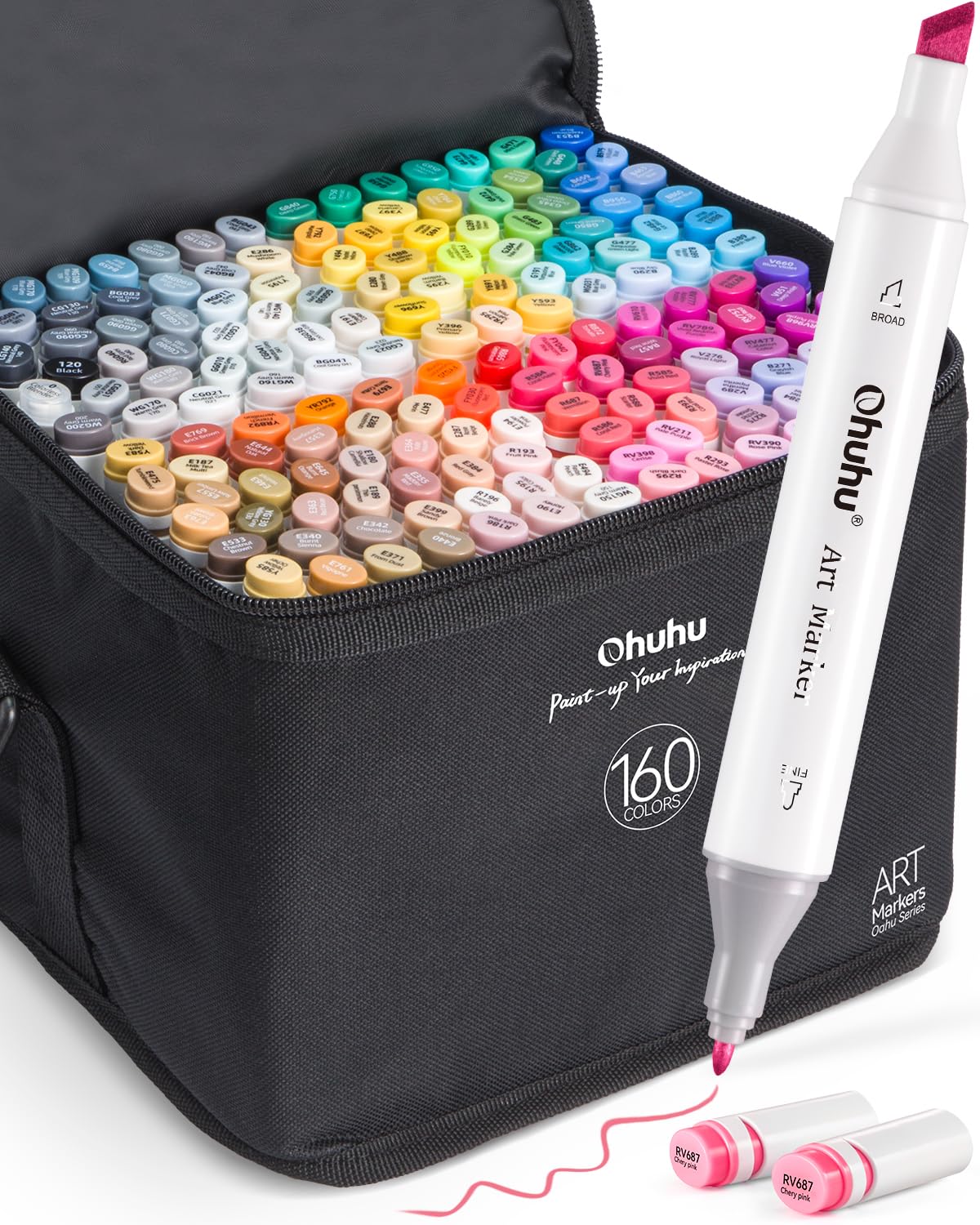 Ohuhu Oahu 160 Colors Alcohol Markers - Fine &#x26; Chisel - Dual Tips Art Markers