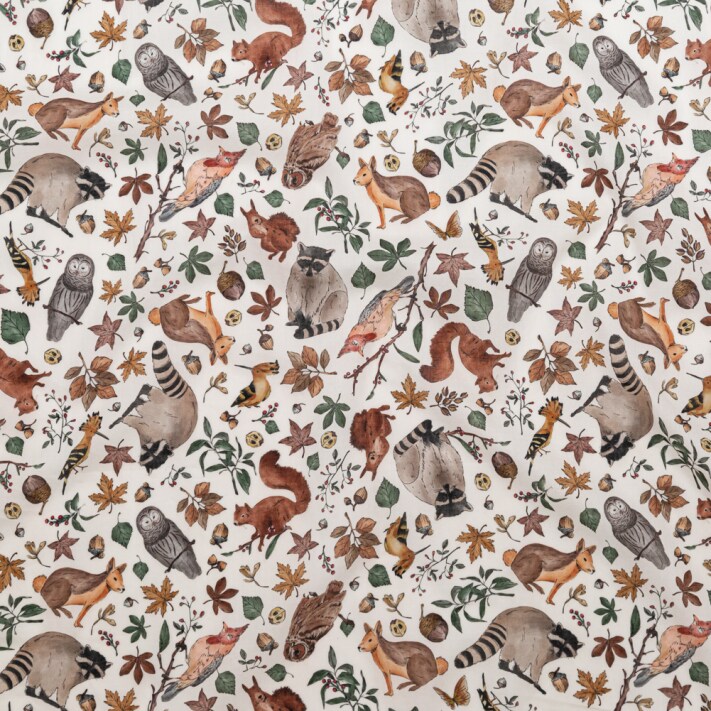 1 Yard Cotton Voile White Wildlife & Floral Hoopoe Hoopla Print Fabric
