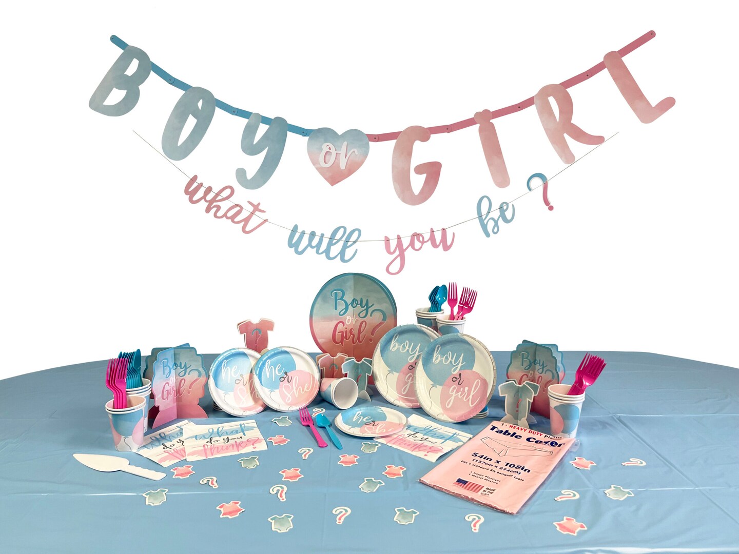 Gender Reveal Deluxe Party Kit for 8 or 16 Guests