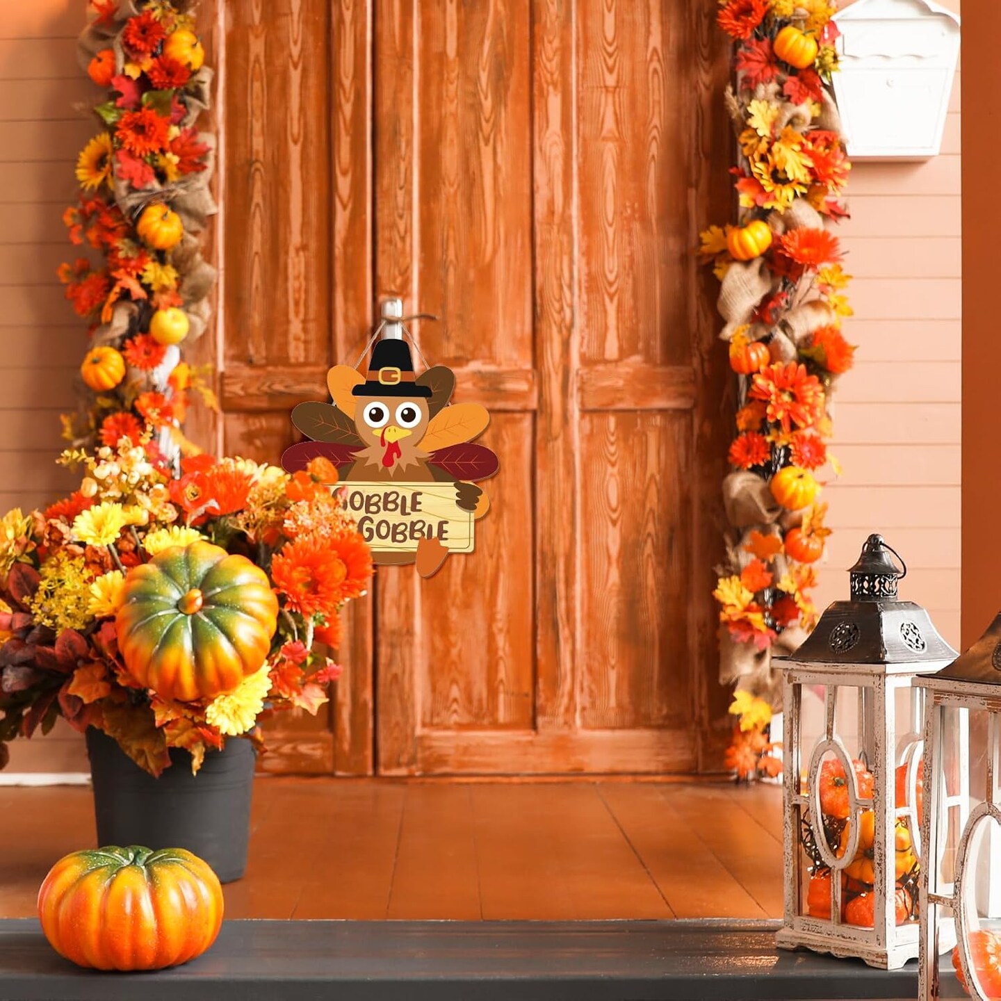 Fall Thanksgiving Turkey Wooden Sign(multicolor)