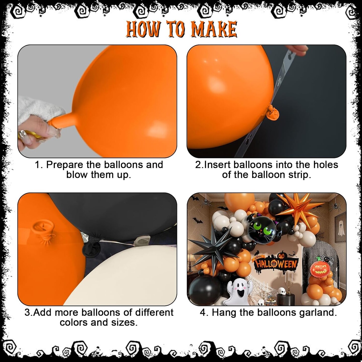 Halloween Balloon Arch Kit(Orange Black Sand)