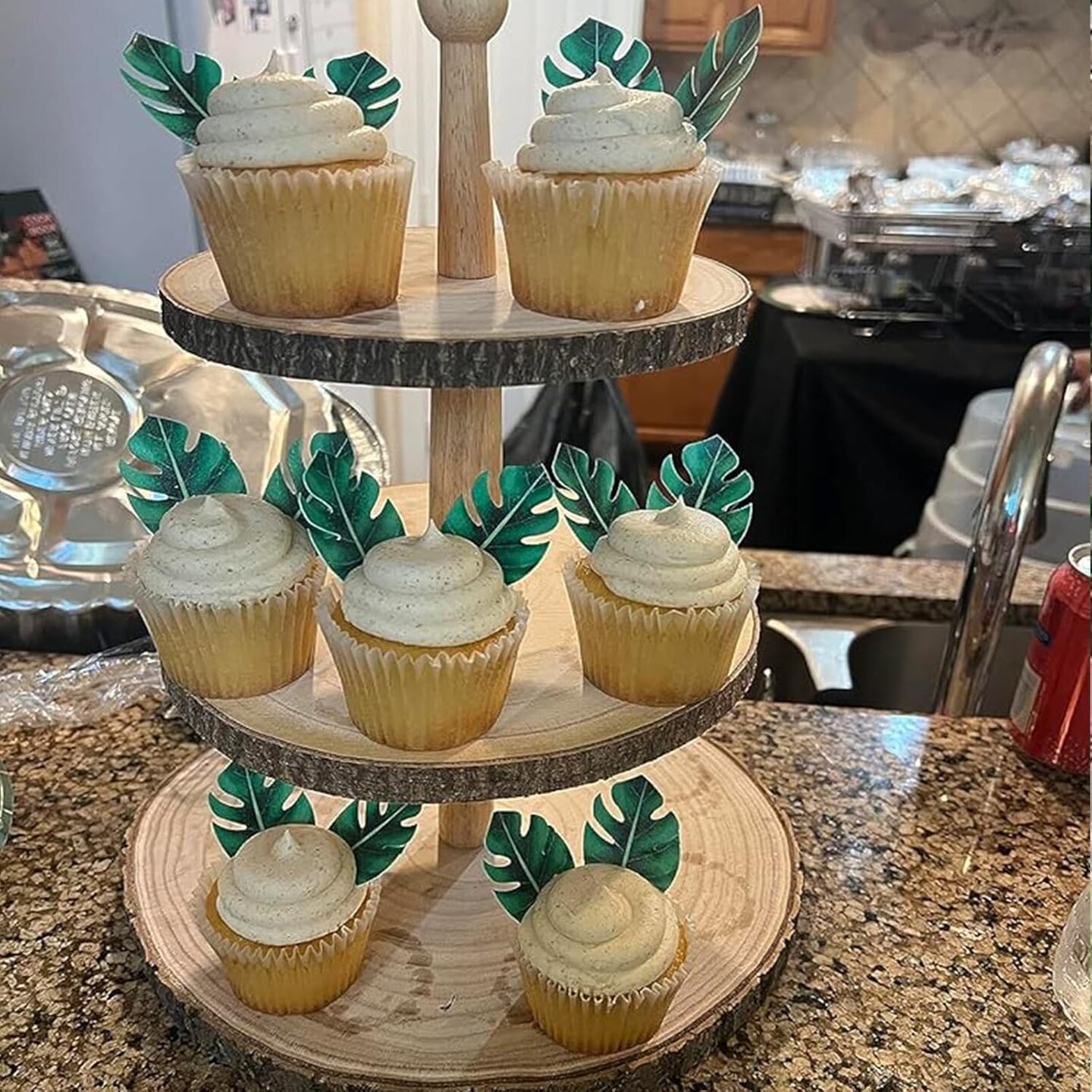 48Pcs Edible Tropical Plam Leaves Cake Toppers Wafer Paper Tropical Palm Leaves