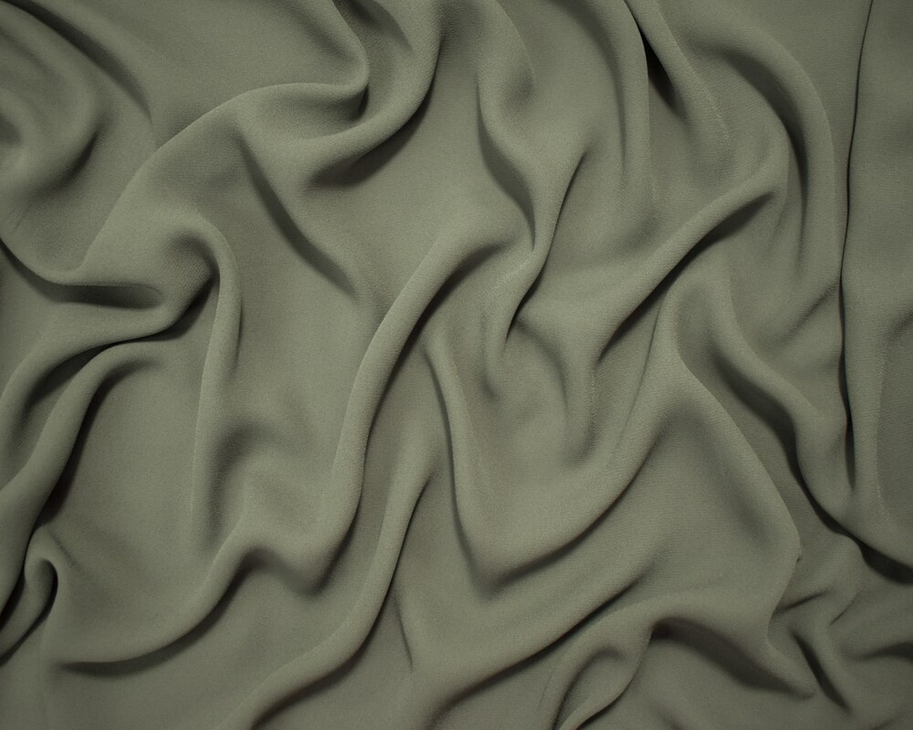 Gray Poly Solid Crepe Momie Georgette Woven Fabric By the Yard