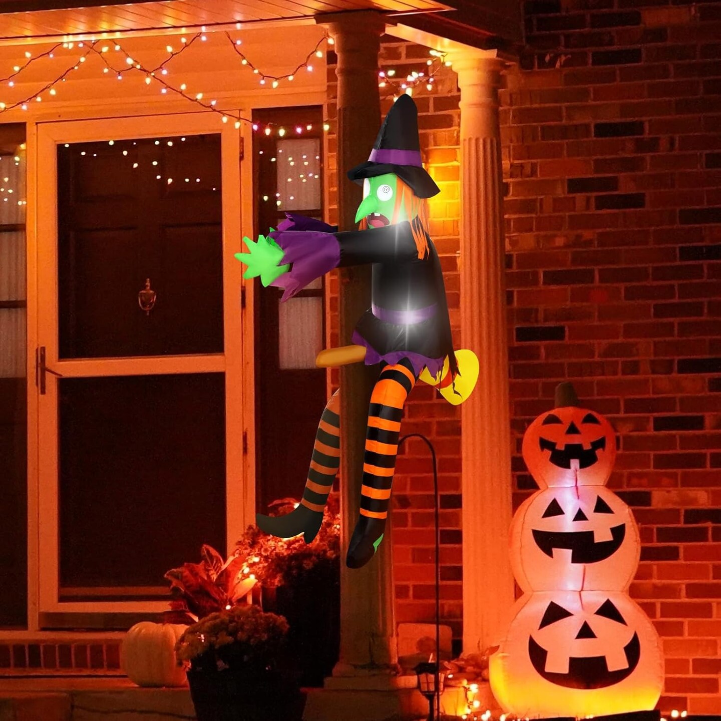 Halloween Inflatables Witch Outdoor Decorations 4 FT with Build-in LED Lights (Multicolor)