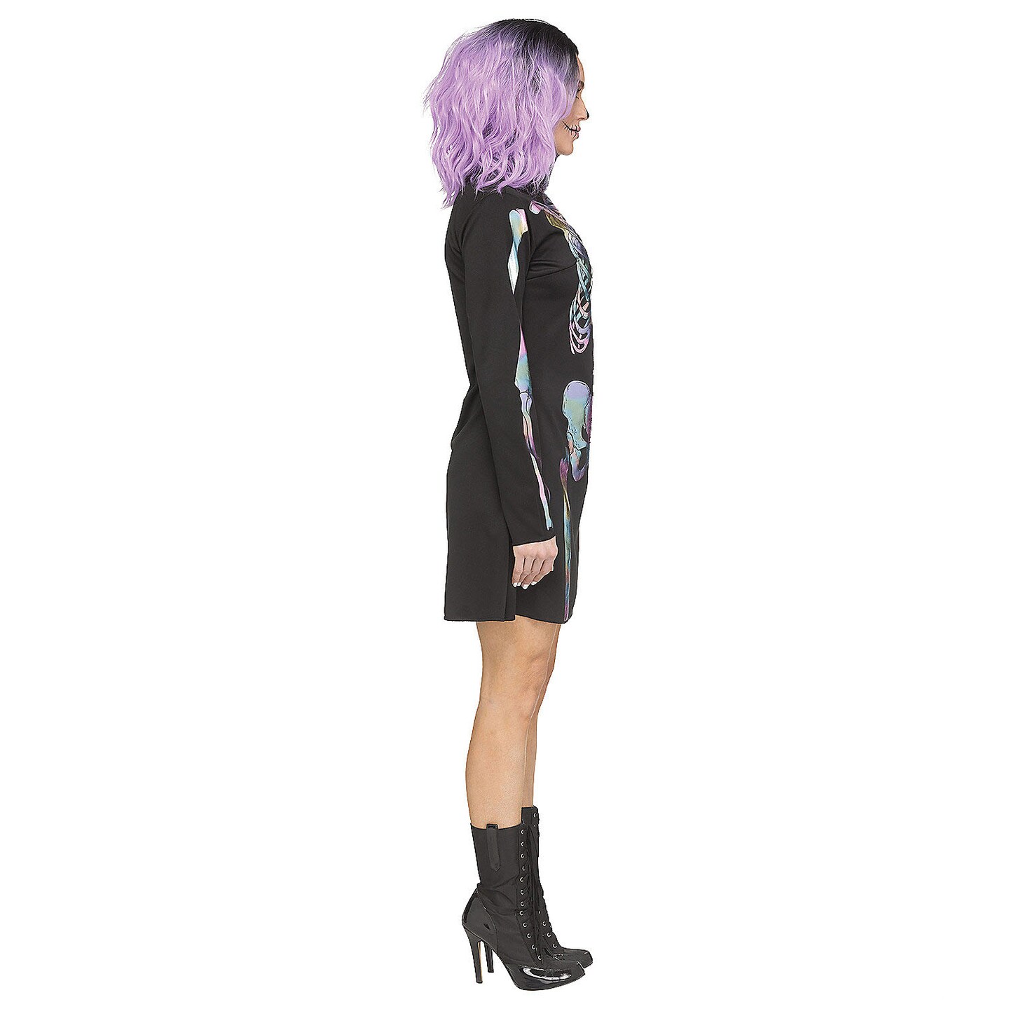 Adults Holographic Skeleton Costume A Line Dress Long Sleeve Outfit