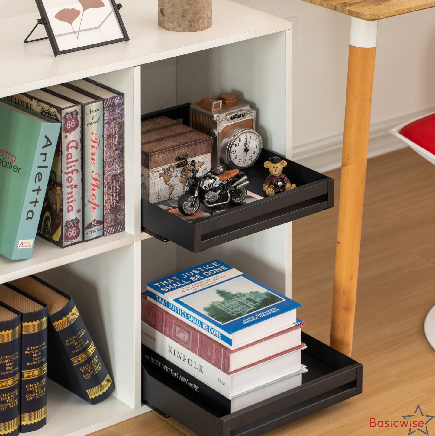 Basicwise Expandable Deep Drawer Organizer Adjustable Pull-Out Cabinet Storage Tray for Kitchen Organization Ideal for Cookware Dinnerware Food Containers Utensils Bakeware & Pantry Essentials