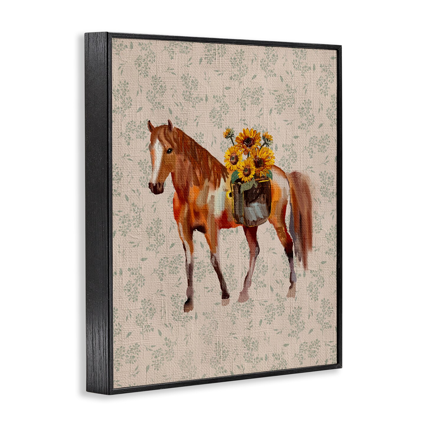 Stupell Industries Cottage Horse with Florals Framed Giclee, design by Yen