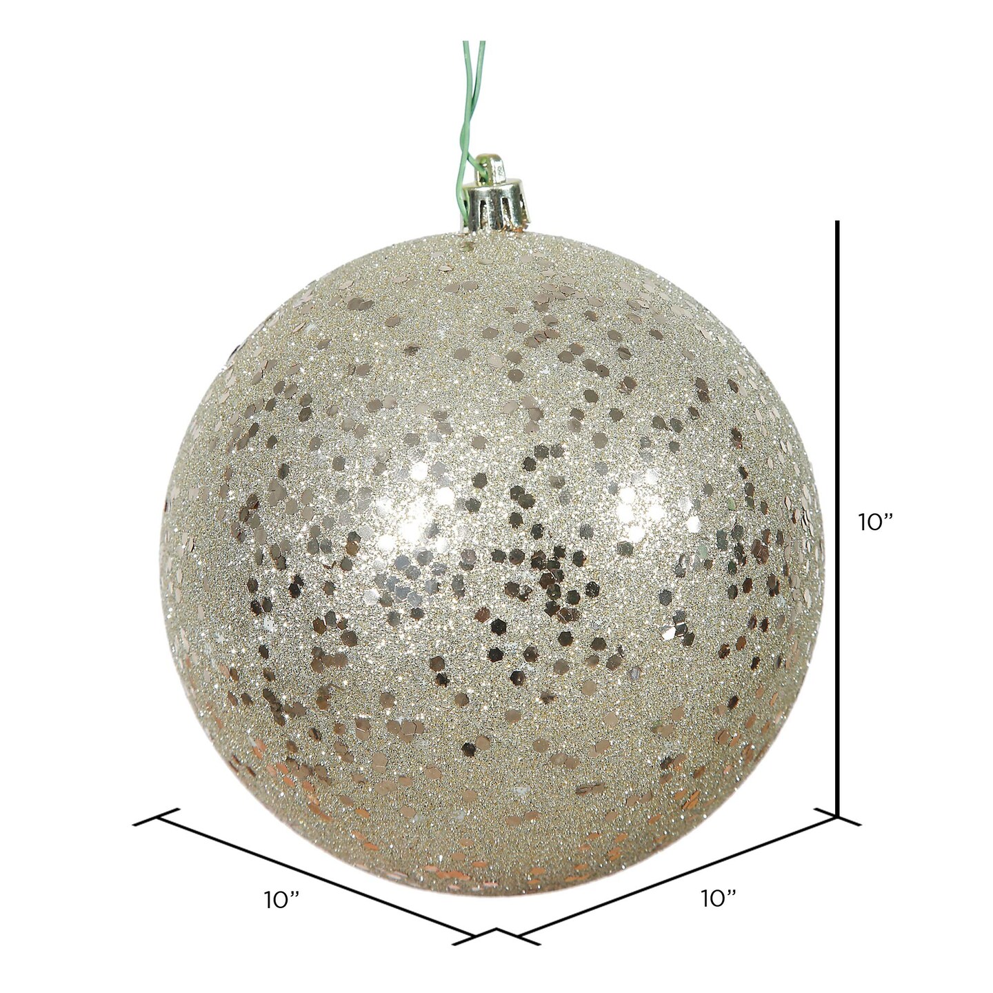 Vickerman 10&#x22; Champagne Sequin Ball Drilled Cap - N592538DQ
