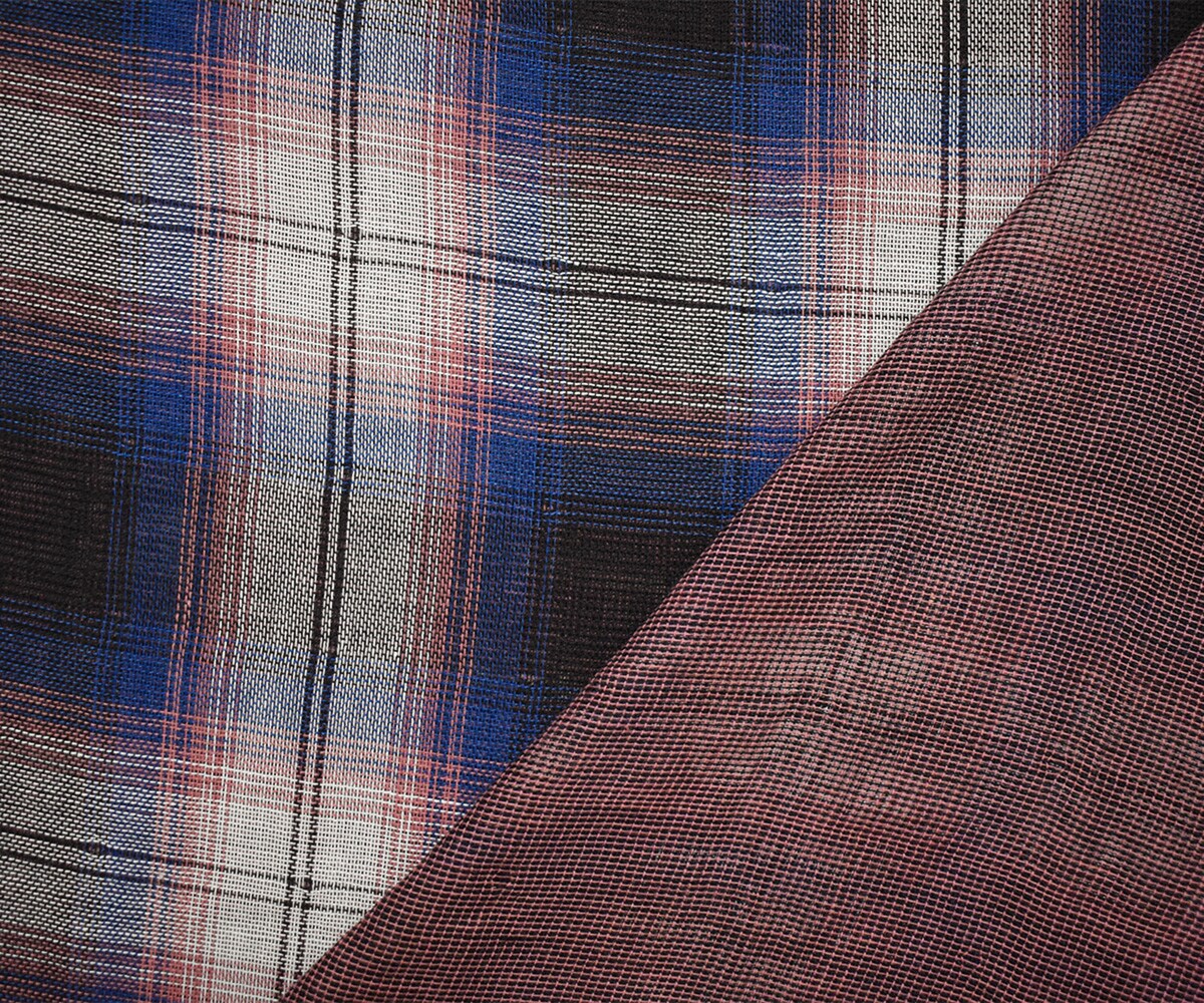 Blue-Pink-Multi Famous Maker Cotton Plaid Double Gauze Woven Fabric By the Yard