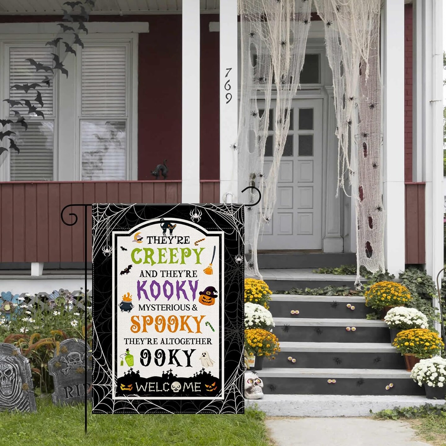 Pumpkin Welcome Garden Flag (Multicolor black)