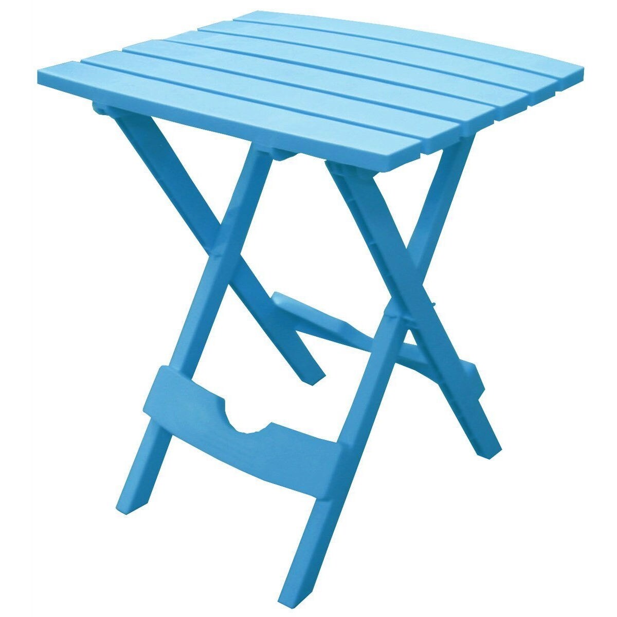 Pool Blue Folding Side Table Durable Plastic Resin Patio Table