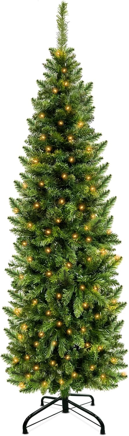 5 Ft Pencil Artificial Christmas Tree(Spruce Green)18&#x22;D x 18&#x22;W x 60&#x22;H