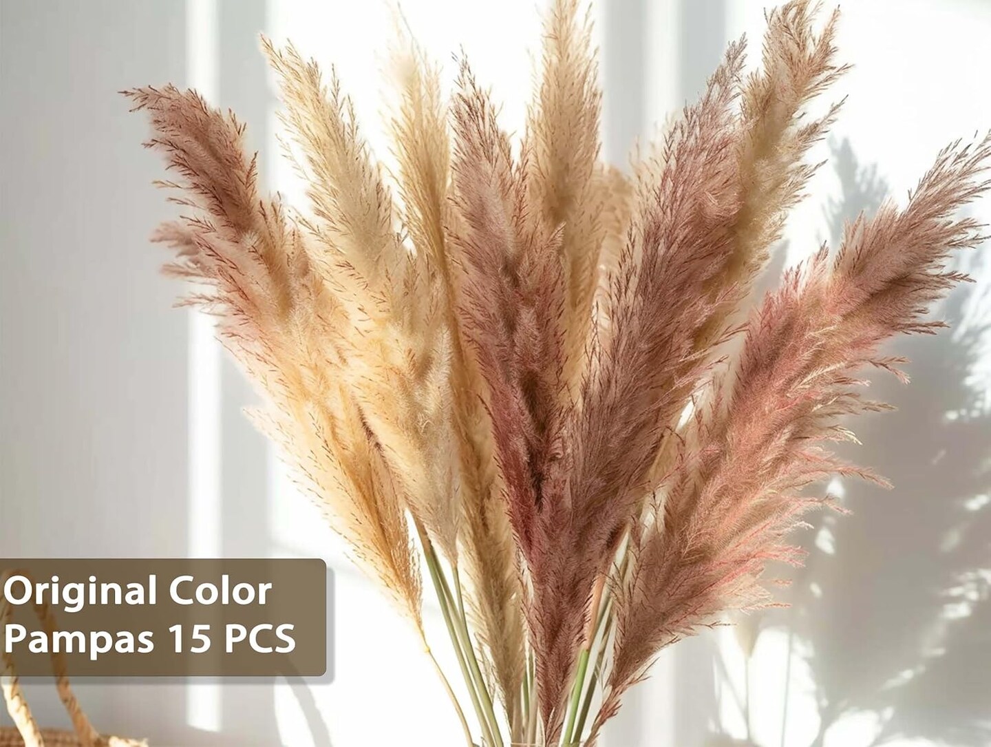 Boho Decor 130PCS Natural Phragmites Grass + Brown & White Pampas Grass(Mixed)