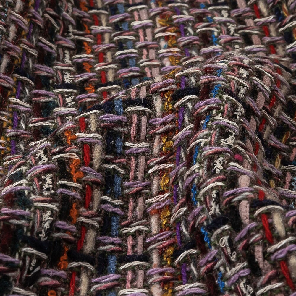 1 Yard Italian Lilac, Gray and Multicolor Tweedy Plaid Blended Wool Woven 60&#x2019;&#x2019; Width