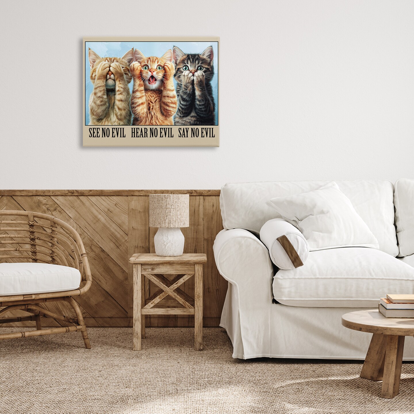 Stupell Industries See No Evil Cats Canvas, design by Jim Baldwin