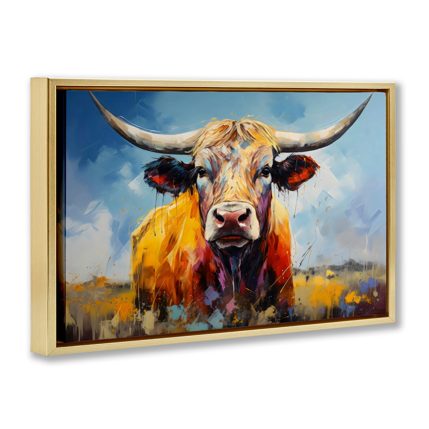 Stupell Industries Moody Longhorn Portrait Floating Frame, design by LSR Creative Studio