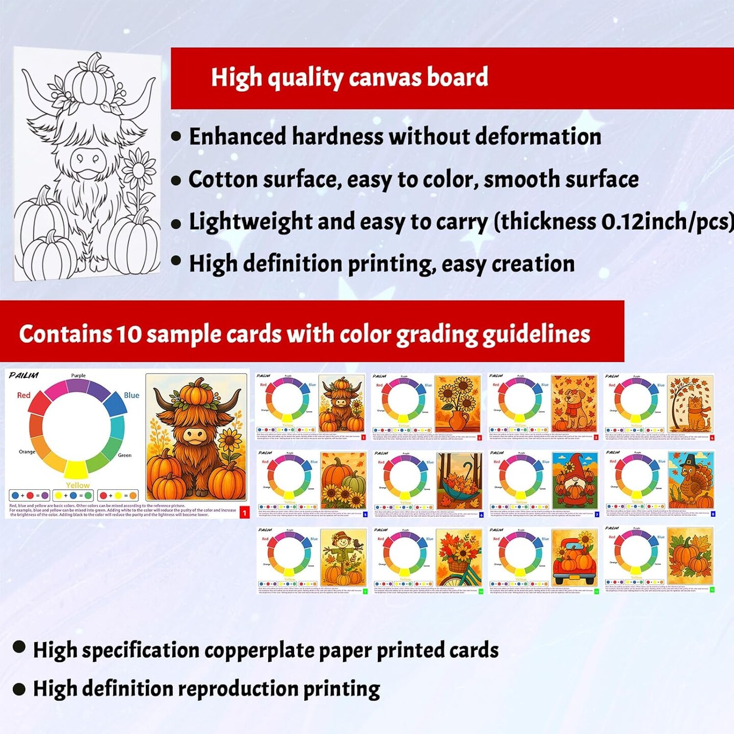 12Pcs Pre Drawn Canvas Boards 8x10 Sip(Autumn)