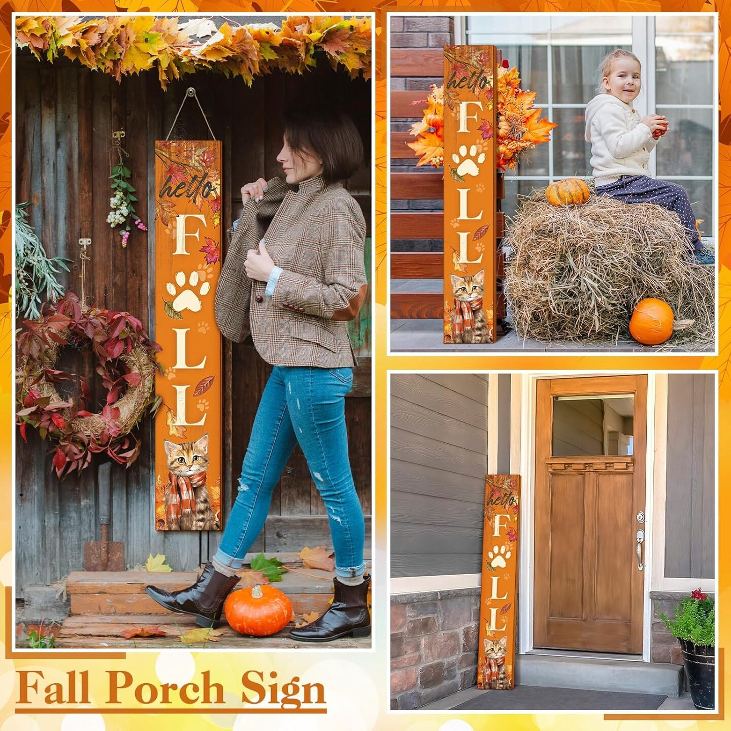 Farmhouse Fall Porch Signs (Orange)