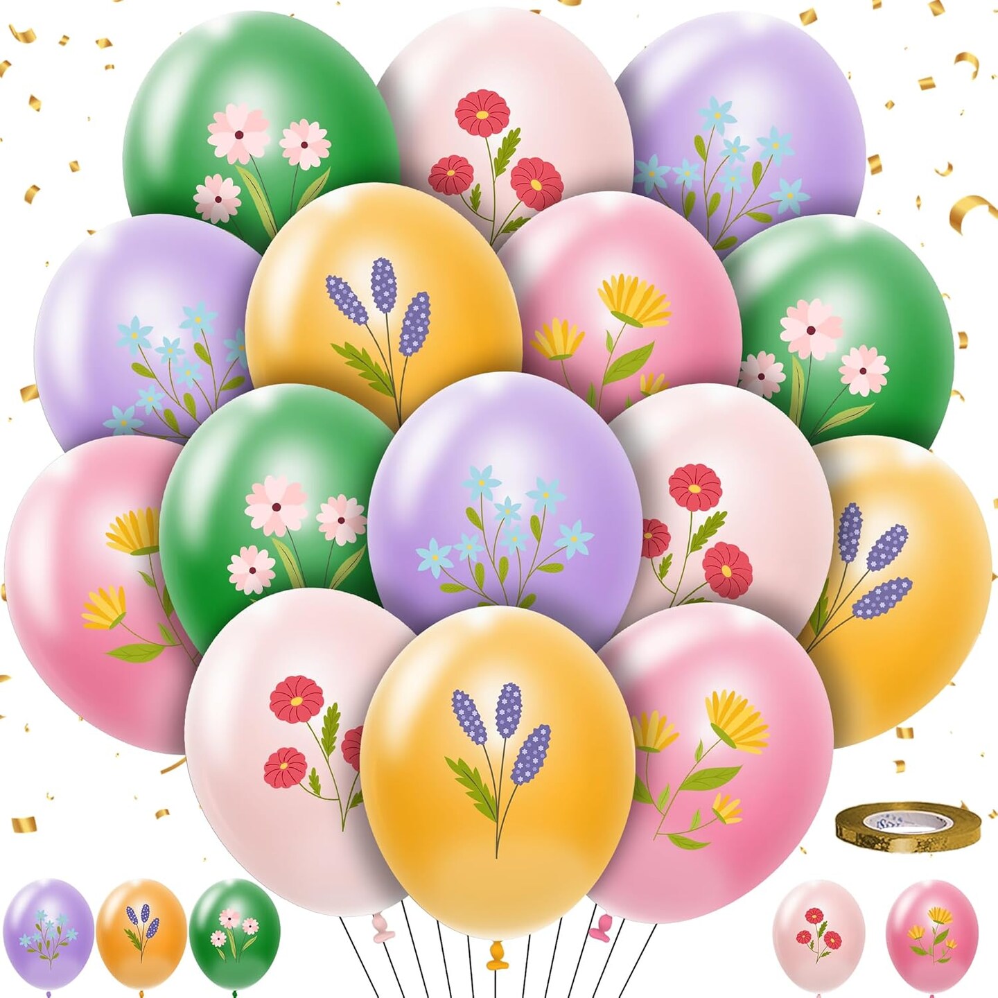 Spring Summer Wildflower Floral Printed Party Supplies Latex Balloons