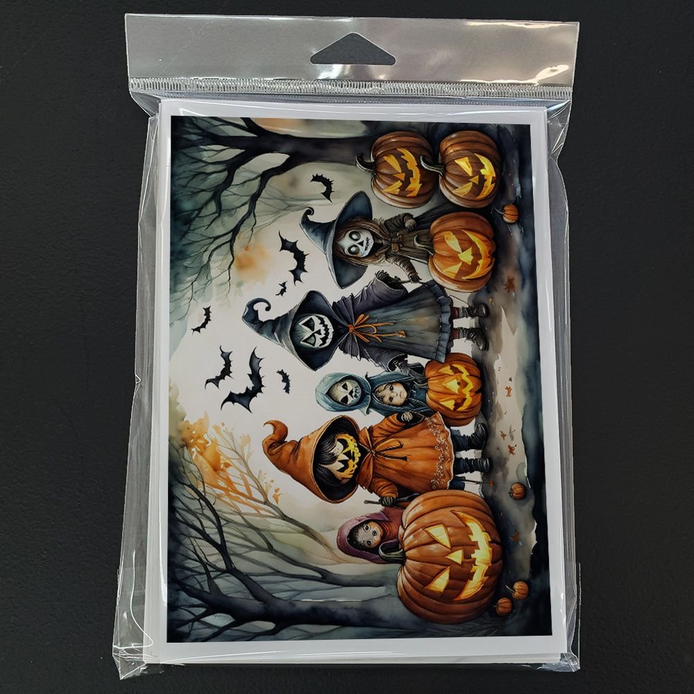 Edge Collections - 5" x 7" - Multicolor - Trick or Treaters Spooky Halloween Greeting Cards - 8 Pieces