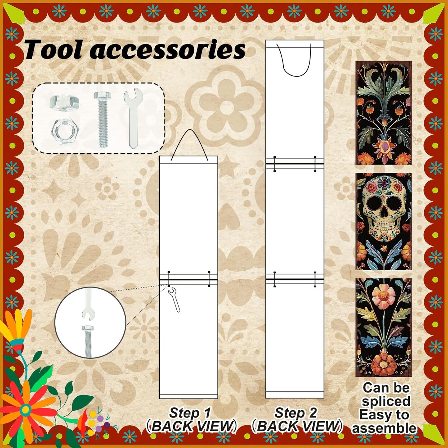 Day of the Dead Porch Sign 42 Inch Halloween Front Porch Sign(Day of the Dead)