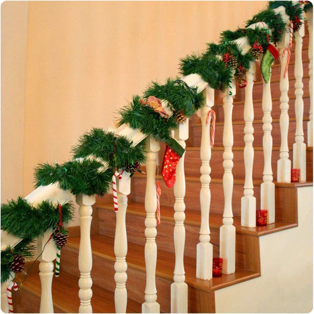 Artificial Non-Lit Soft Green Garlands - Festive Holiday Decor (Green)