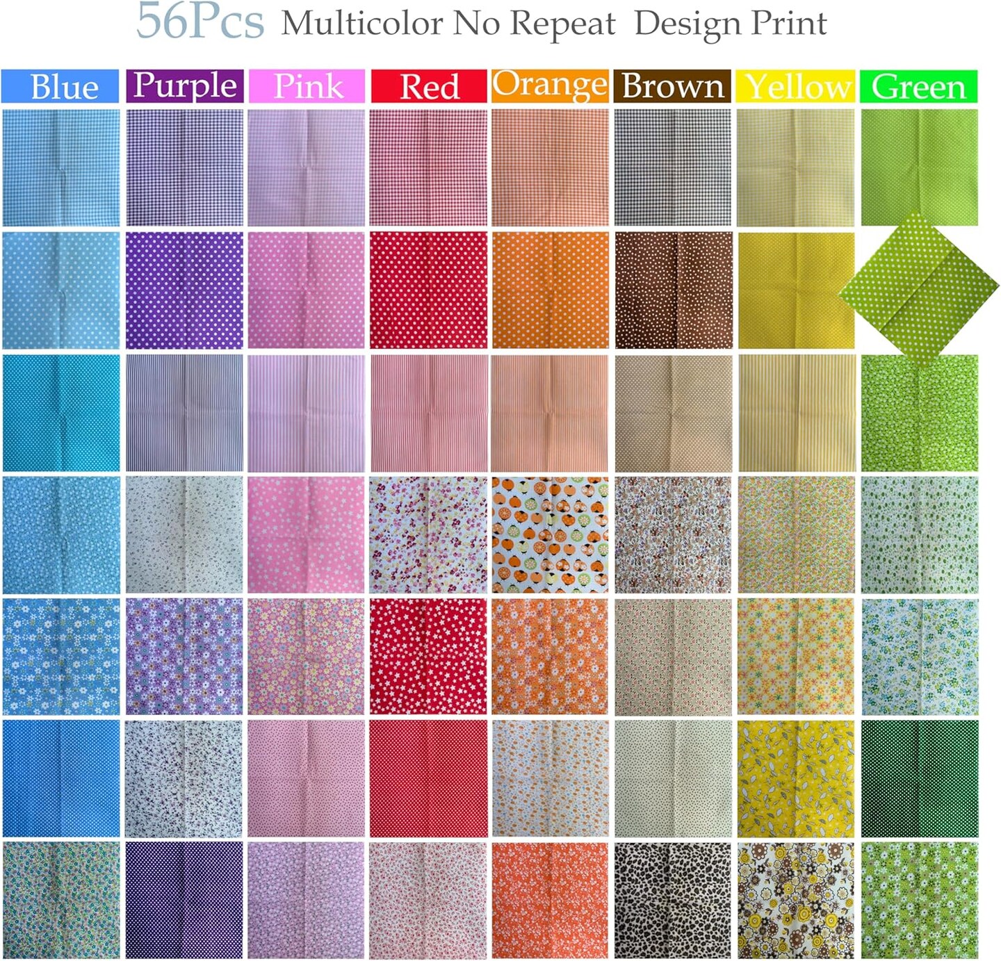 56 Pcs Precut Fabric Squares 10x10 inch(Red/Orange/Yellow)