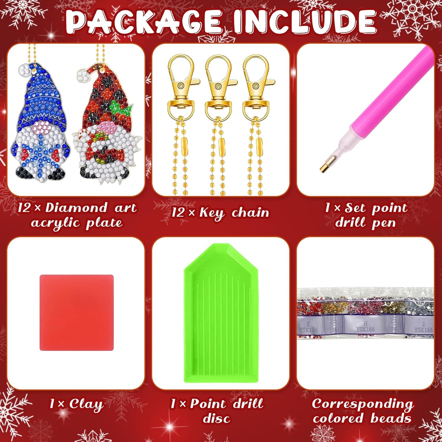 Christmas Diamond Painting Keychain Kit (	undefined) 2.9 x 2 x 0.2 inches