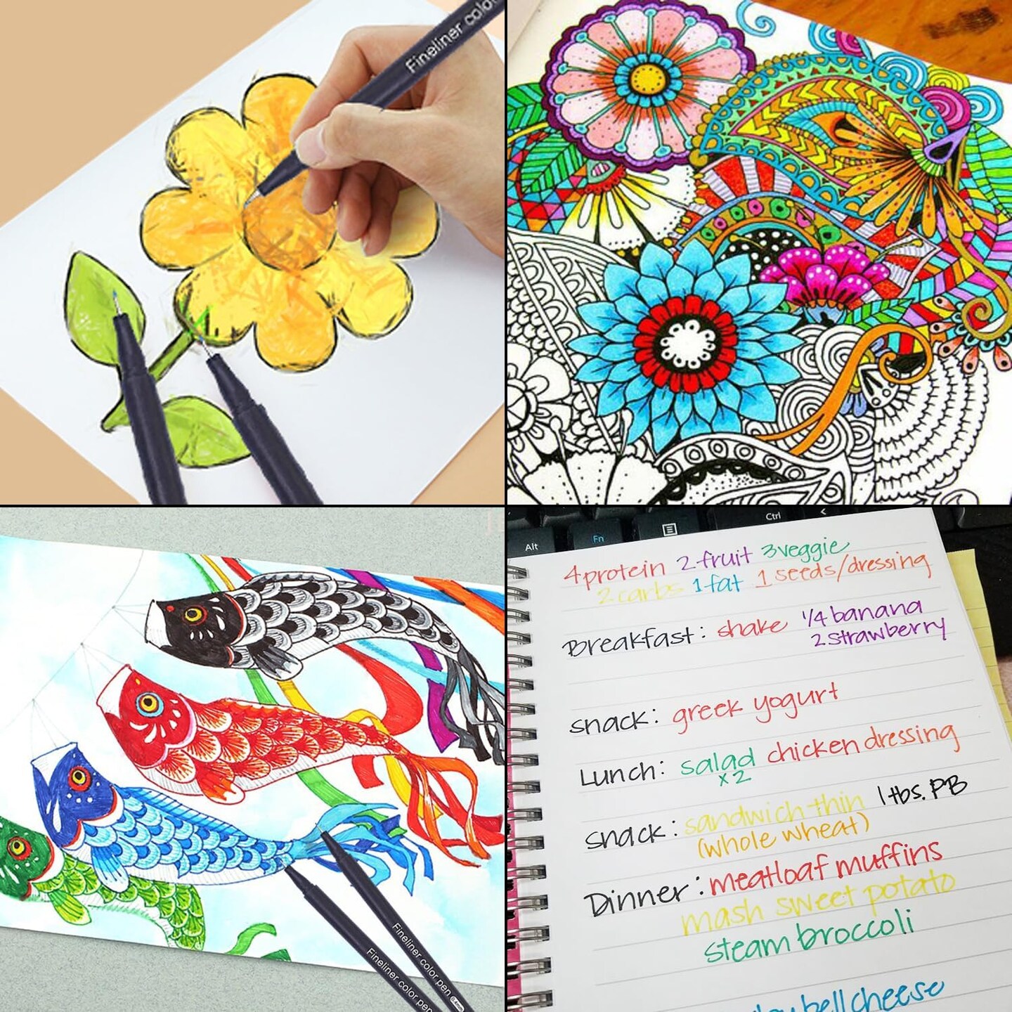 24 Colors 0.4mm Fineliner Color Pen Set Fine Point Markers Drawing Pens